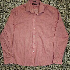 Tommy Hilfiger Slim Fit Micro-Check Button-Down Shirt Pink Mens M Preppy Classic